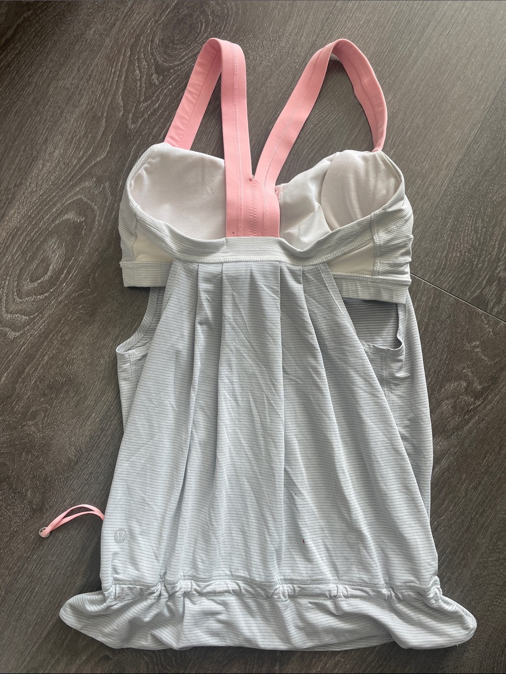 Lululemon Light Gray & Pink Built-In Bra Tank Top